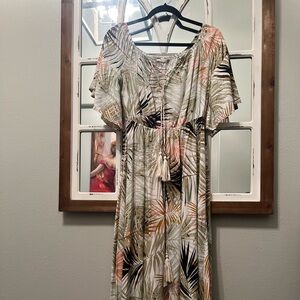 Label of Love Tropical Leaf Maxi Dress size Large